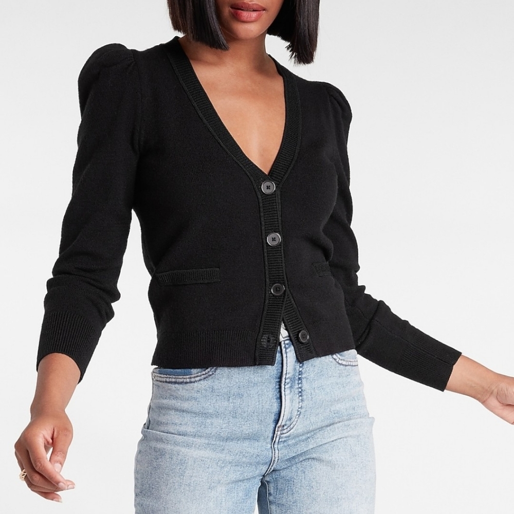 NWT Express Puff Shoulder Cardigan Sweater